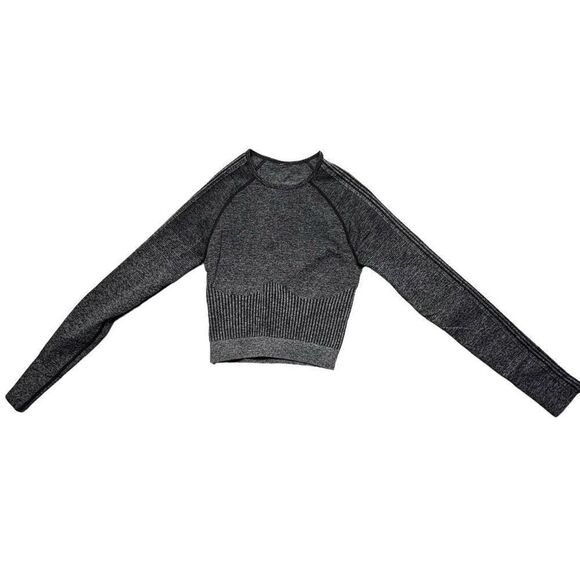 Fabletics Ombré Crop Top Long Sleeve Seamless Gray - Picture 1 of 5
